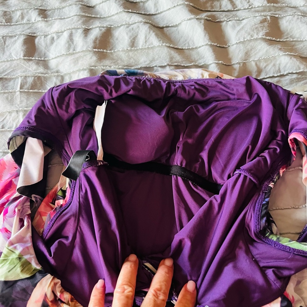 La Blanca Floral 1 Piece Swimsuit-Purple and Multicolor Ware off shoulders! - Picture 8 of 14
